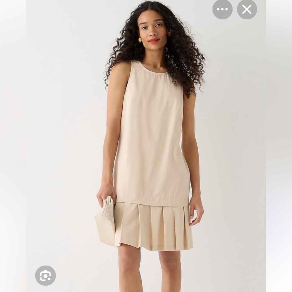 NWT J. Crew Sleeveless Pleated Drop-Waist Dress — Beige